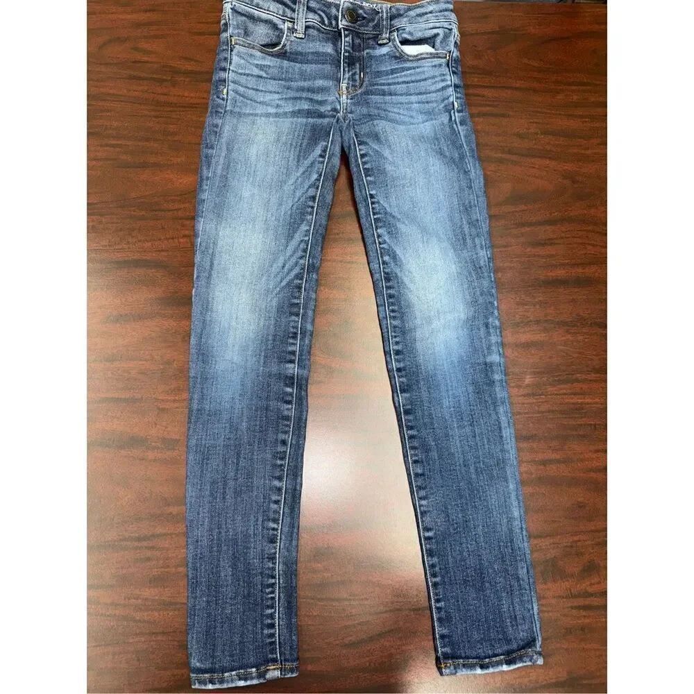 American Eagle Super Super Stretch Jeggings Distressed Jeans Size 00 Short